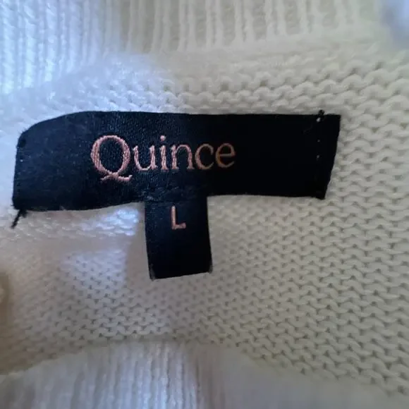 Quince 100% Organic Cotton Mockneck Sweater Ivory Size Large - Picture 4 of 8